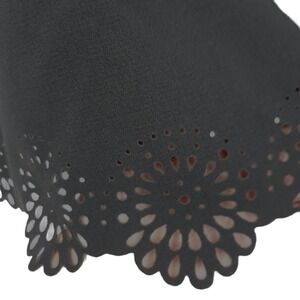 Vtg Whimsigoth Scalloped Mini Skirt Sz 6 Academia Aline Floral Laser Cutout Twee